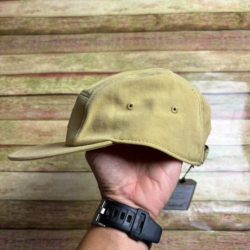 prAna 5-Panel Cap NWT Khaki Tan Adjustable Webbing Strap Hiking Hat
